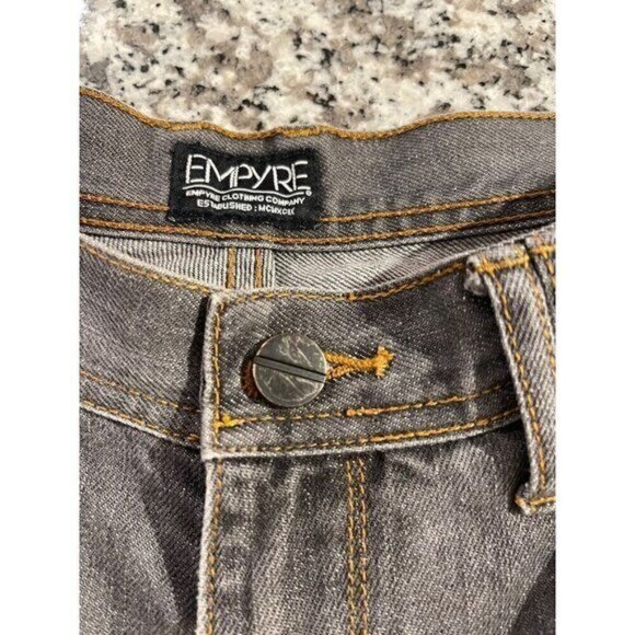 Empyre Mens Straight Leg Jeans Size 34 Gray Denim 5 Pocket Button & Zip Closure - Picture 4 of 13
